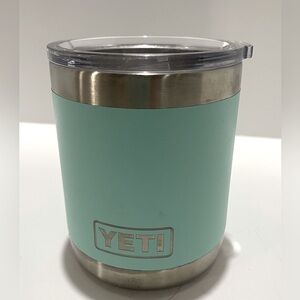 Yeti Rambler Low Ball Tumbler  w/ Lid 10 oz. Aqua Teal Seafoam Green Stainless